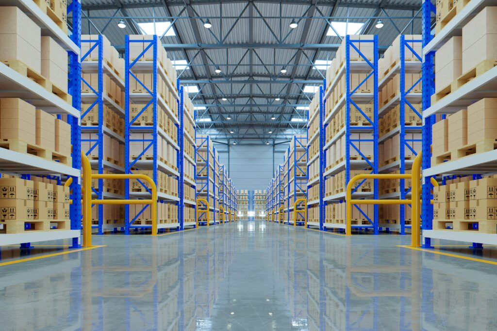 Empty warehouse in logistic center.